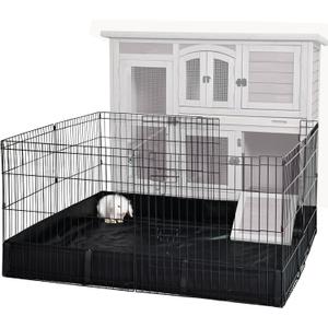 GUTINNEEN Rabbit Pet Playpen Bunny Run Extension Indoor Small Animal Pen (Playpen Only) (48"L x 48"W x 24"H, Black)