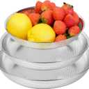 Premium 18/8 304 Stainless Steel Small Colander Set of 3, Comfortable Tray, Micro-Perforated Shallow Colanders 2-3-4 Quart Set, Self-Draining Solid Base for Pasta, Fruits, Vegetables