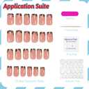 5Pack French Tip Press on Nails Square Medium Fake Nails Nude False Nails with Glitter Leopard Print Designs Full Cover Acrylic Nail Autumn Glossy Glue on Nail for Women Girls, 24Pcs