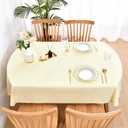 Wolkemer Large Oval Tablecloth 60 x 120 Inch Washable Fabric Table Cloth Solid Ivory Table Cover for Dining Wedding Party Banquet Tabletop Decoration