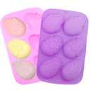 2Pcs Easter Egg Silicone Molds,6- Cavity Egg Molds, Egg Shaped Silicone Molds for Baking Cake, Chocolate, Soap, Ice Cube Tray, Muffin