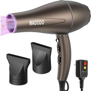 WADODO Ionic Hair Dryer, 2200W Professional Blow Dryer Fast Drying Travel Hair Dryer, AC Motor Constant Temperature Low Noise Ion Hair Dryers Curly Hair Care Hairdryer Blowdryer for Women Men(Brown)