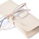 Madison Avenue Square Vintage TR90 Blue Light Blocking Reading Glasses for Women with Case, Anti Glare/ Eyestrain Computer Readers Transparent Brown +2.25