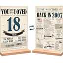 18th Birthday Party Decorations for Women Men, Vintage Back in 2007 Birthday Decor Poster Acrylic Table Sign, 18th Birthday Party Supplies, Double-Sided