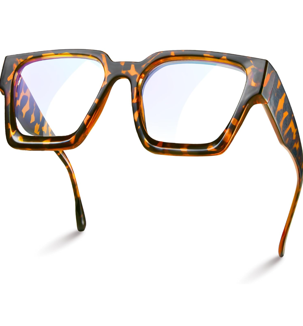 livho Oversized 99% Blue Light Glasses for Woman - Rectangle Fashion Glasses for Computer, Chic Preppy Frame - Anti Eyestrain