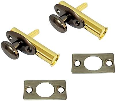 QCAA Solid Brass Mortise Door Bolt, Antique Brass, 2 Pack, Made in Taiwan