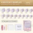 Cat Eye Press on Nails Short Almond - Light Purple & Nude Pink Shimmer Glossy French Tip Press on Nails for Gift, Soft Gel Press Stick on Nail with Nail Kit, Full Cover Reusable Acrylic Fake Nails Kit (60 Ounce (Pack of 1))