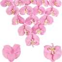 Pink Flowers Orchid Heads 15PCS Artificial Orchids 3.35 Fake Flower Heads for Craft for Bridal Shower Home Party Wedding Cake Decoration (Pink)