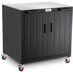 Grill Table, Outdoor Bar Cart Grill Cart with Storage Cabinet, Modular Outdoor Kitchen Island, Outdoor Grill Station with 304 Stainless Steel Top for Lawn & Garden, L35.4 x W24