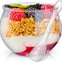 50 Set 3 oz Sphere Mini Dessert Cups with Spoons for Party Small Clear Plastic Parfait Appetizer Cups Mini Round Dessert Bowl Disposable Ice Cream Salad Bowls for Serving Wedding Birthday Cake