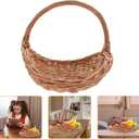 Wicker Rattan Handheld Basket - Farmhouse Rustic Flower Picnic Fruit Basket for Garden Decoration & Home Storage