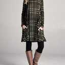 MIROL Women's Long Sleeve Plaid Color Block Casual Swing Loose Fit Tunic Dress (1-olive)