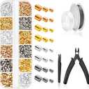 NACHLYNN 4160 Pieces Crimping Beads for Jewelry Making with Crimping Pliers Suitable for Making DIY Jewelry Such as Necklaces Earrings and Bracelets (3 Sizes 4 Colors) (Multicolor)