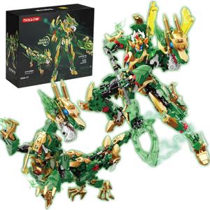 Dragon Rising Mech Building Sets for Adults,Mecha Suit 2-in-1 Transforming Robot Building Blocks Toy,Transform Action Figure Building Kits Models, for Kids Boys Ages 8-14 Year