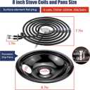 WB31M20 WB31M19 Porcelain Drip Pans and WB30M1 WB30M2 Electric Stove Burners Replacement for G*E Hot*Point Stove Top, Include 4 Pack Black Drip Pans and 4 Pack Electric Stove Element by Fetechmate