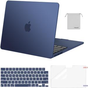 MOSISO Compatible with MacBook Air 13 inch Case M5 2026 M4 2025 M3 M2 2024-2022 A3449 A3240 A3113 A2681,Hard Shell&Keyboard Cover&Screen Film&Pouch for MacBook Air 13.6 inch Case, Midnight