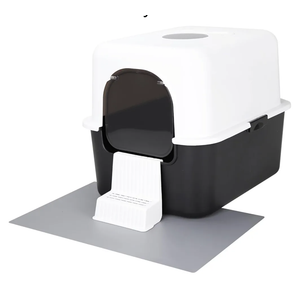 Sfozstra Cat Litter Box with Lid, Fully Enclosed Splash-Proof and Leak-Proof Urine High Edge and Odorless Cat Litter Box, Easy to Installation and Clean (Black with Pedal(S))