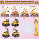 Valentines Day Gifts for Kids, 24Pack Construction Vehicles Toys Valentines Cards Bulk Valentine Exchange Cards Novelty Toys for Boys Girls Toddlers Class Classroom School Party Favor
