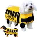 Halloween School Bus Pet Costume Funny Dog Costume Yellow School Bus Life Jacket Swimming Boating Water Flotation Vest Halloween Pet Costume Suit for Dog Cosplay Accessories for Halloween Parties(M) (M(Neck: 14.5", Chest: 20", Back:15"))