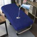 Cot Mattress Pad Protector Waterproof, Quilted Cot Size Mattress Cover 30" X 75" X 10" Fitted for Narrow Twin/Camp Bunk/Rvs Bunk/Guest Beds, Deep Pocket Mattress Topper, Navy (Cover Only)