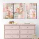 Havplemoy 3Pcs Framed Pink and Gold Canvas Wall Art | Abstract Posters Print Geometric Pictures Decor for Living Room Bedroom Bathroom Home Decoration, 16x24