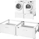 VEVOR Laundry Pedestal, 14 in Height, Washer and Dryer Pedestals with Drawer, 700 lbs Weight Load Capacity, Non-Slip Feet, Heavy-duty Steel Washing Machine Stand Universal Fit, White, 2 Pack
