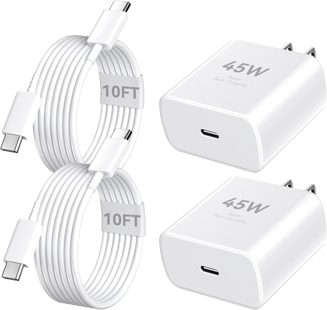 iPhone 16 Pro Max Charger Fast Charging, 45W Super Fast USB C iPhone 16 Charger Block with 10FT Long Charging Cord Cable for iPhone 16 Pro Max/16 Pro/16/16 Plus, 15 Pro Max/15 Pro/15, Android Phone (white)
