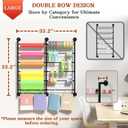 Ofiray-home Double 6-Tier Ribbon Storage Organizer, Large Capacity Wall Mount Ribbon Organizer with 12 Removable Rods, Gift Bag Yarn Storage Holder for Craft Room, Flower Shop, DIY Supplies - Metal