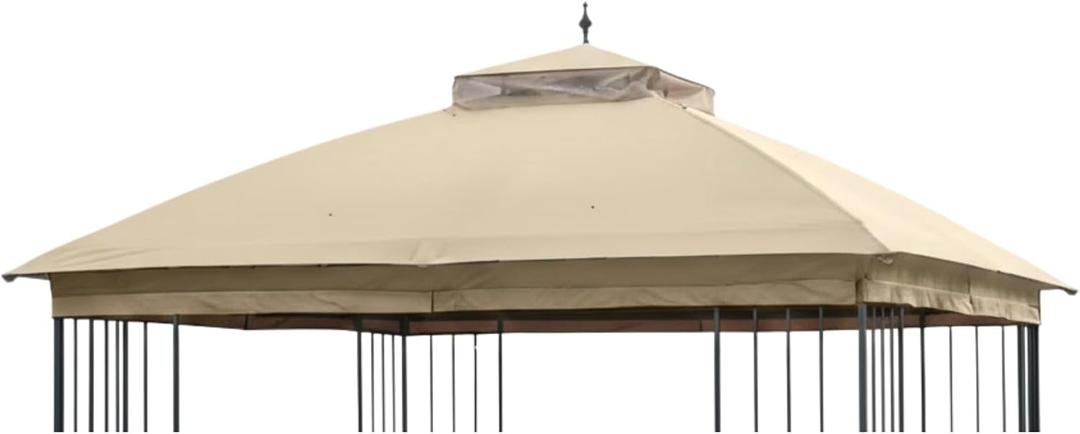 Garden Winds Reinforced RipLock 350 Replacement Canopy Top Cover Compatible with Style Selection 10' x 10' Gazebo Models TPGAZ9126A, TPGAZ9126B, TPGAZ9116D - Beige