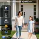 Veise VE017G-H Wi-Fi Smart Fingerprint Front Door Lock Set, Remote App Control, Keyless Entry Deadbolt with Handle, Backlit Keypad, IP55 Weatherproof, Auto Lock, Easy to Install, Matte Black