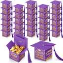 TaoBary 30 Pcs Graduation Cap Candy Box with Tassel Party Favors & Decorations - Purple