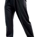 Mens Cotton Athletic Pants Open Bottom Running Sweatpants (Black, XXL)