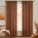 Burnt Orange Bedroom Curtains 84 Inch Length 2 Panels Set, Cozy Rustic Light Filtering Fall Sheer Curtains Western Decor Terracotta Privacy Window Drapes for Dining Room Linen Hooks Pleated Rust