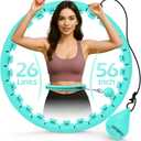 JLoibao Weighted Hula Circle with 26/32 Links(56-66 Inch) for Adults Weight Loss, Infinity Fitness Hoop Plus Size, for Women Smart Exercise Equipment (Cyan)