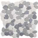 Pebble Tile for Shower Floor, Grey with White Pebble Mosaic Backsplash, Bathroom Shower Floor Kitchen Backsplash Tiles Pack of 5 Sheets (11.8x11.8 Inch)