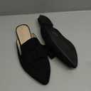 MUSSHOE Mules for Women with Bow Knot: Pointed Toe Flats - Cloud-Cushion Suede Backless Loafers for Office & Casual Wear - Wide-Fit Friendly Slip On Slides with Memory Foam (10.5)