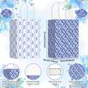 Cholemy 50 Pcs Coastal Gift Bags Bulk Blue Floral Paper Bags with Handles, 1 Count