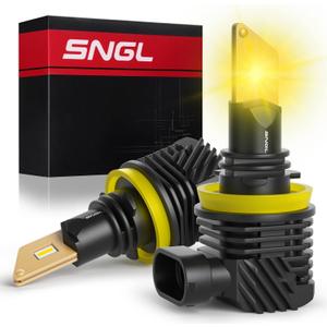 SNGL H11/H8/H16 LED Fog Light Bulbs or DRL, 3000K Amber Yellow, 13000LM Per Set, 500% Brightness, Fanless, for Fog Light or Powersport, Pack of 2