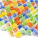 Sukh Glass Marbles - Bulk 100Pcs Cat Eye Mix 4 Colors Medium Sized Thick Marble Decorative Gift Retro Game with 14mm and 16mm for Bounce,Chinese Checkers Board Game,Vases,Party Decor (Red, Blue, Green, Yellow)