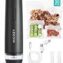 HiCOZY Compact Vacuum Sealer for Food with Visible Water Tank, Portable Handheld Vacuum Sealer Machine with 30 BPA-Free and Reusable Bags, One Press to Seal Fresh, Phantom Gray