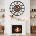 Pytha Sight 24 Inch Large Oversized Farmhouse Modern Decorative Wall Clock for Living Room,Silent Industrial Big Roman Numerals Vintage Metal Round Wall Clocks for Kitchen,Dinng Room,Office