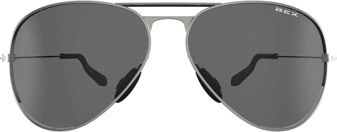 BEX Wesley Military-Grade Aviator Sunglasses  Polarized, Unisex, UV Protection, Multiple Frame Colors (Silver/Gray)