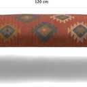 Acacia Wood Kilim Jute Fabric Upholstered Bench | Multi-Purpose Wooden Ottoman with Wool KD Jute for Living Room, Bedroom, End of Bed, Hallway & Entryway (Red, 16x47x17 Inch)