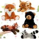 MaoGoLan 5 Pcs Soft Woodland Stuffed Animals Bulk Plush Toys for Girls Kids, 8'' Grizzly Bear Deer Fox Raccoon Red Panda Forest Animal Plushies Set Theme Party Favors Decorations Gifts Christmas