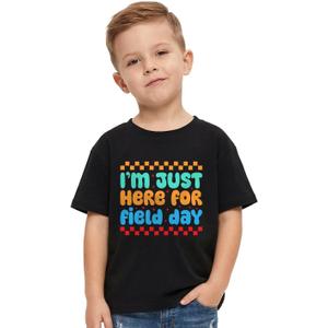 Boys Field Day Shirt for Kids Girls in My Field Trip Era T-Shirts Toddler Tops Graphic Flag Tee Short Sleeve 2-8T (Black)