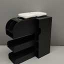 Mind Reader Cup and Condiment Station, Countertop Organizer, Coffee Bar, Kitchen, Stirrers, 5.35"W x 11.25"L x 11.15"H, Black