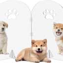 Acrylic Dog Gate Thickened Clear Pet Fence Foldable Freestanding Indoor Barrier for Puppies, Kittens (4 Panels - 80''W x 24''H)