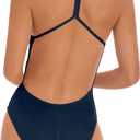 Beautikini Period Swimwear Women One Piece Menstrual Swimsuit Leakproof Racerback Athletic Bathing Suit for Teens Girls (Large, Naval Academy)