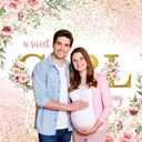 A Sweet Little Girl is on Her Way Banner Backdrop 2.1x1.5m Sweet Girl Baby Shower Photography Background Pink Floral Sweet Baby Shower Party Decorations Photo Booth Props
