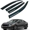 4PCS Rain Guards Window Visors Wind Deflector Fits for Honda Civic 2016-2021 10th 4-Door Sedan, 94682, Outside Mount Vent Shade Shield, 2016 2017 2018 2019 2020 2021
